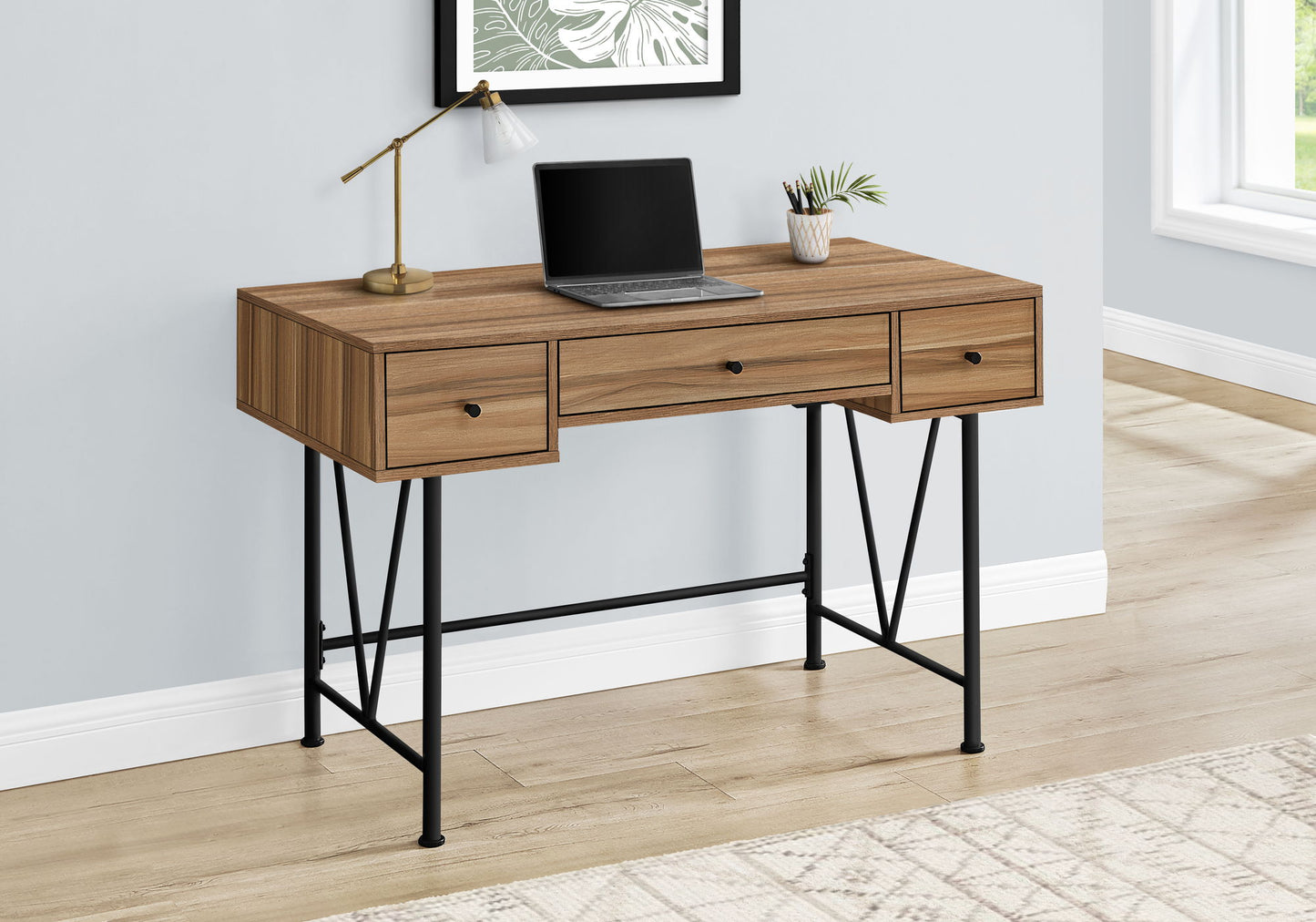 Computer Desk For Home Office, Stylish Design, Storage Drawers, Transitional 8th Street