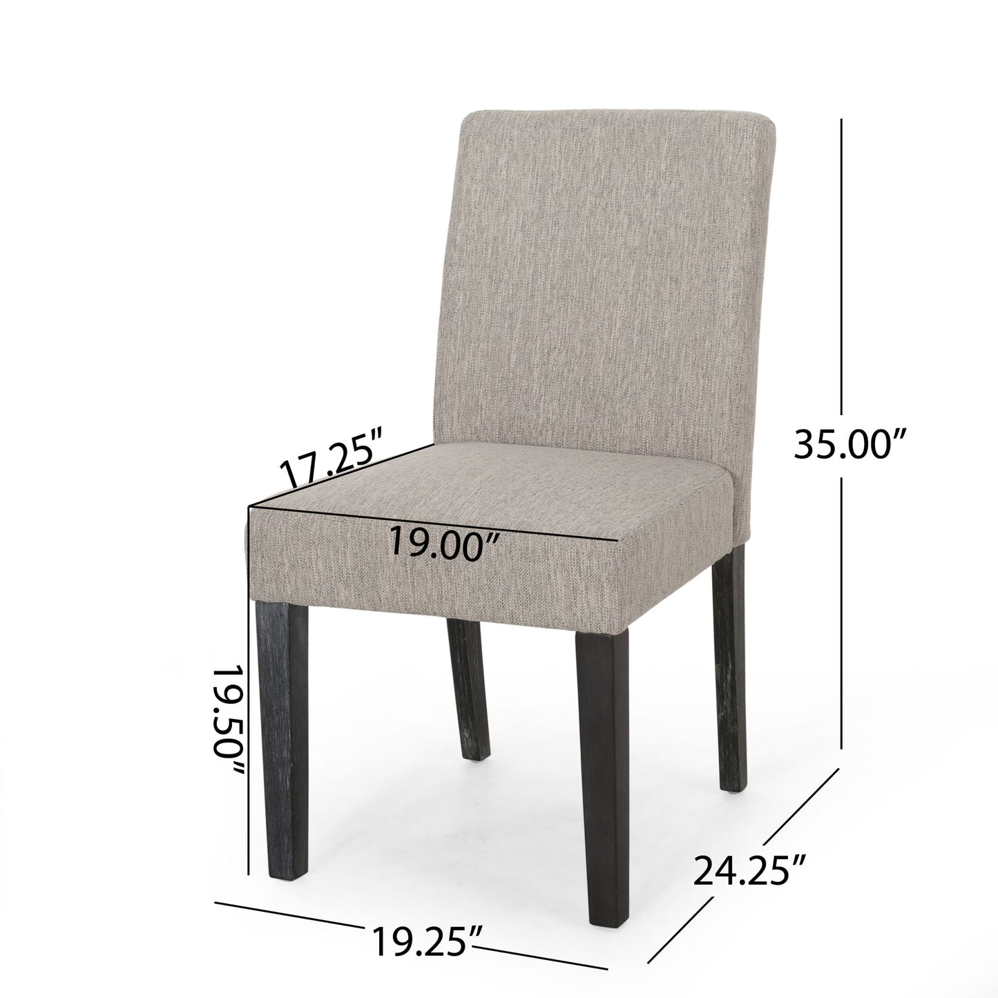 Contemporary Dining Chair With Upholstered Seating And Tapered Legs Noble House