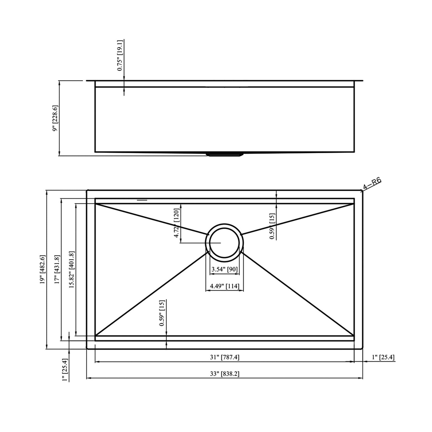 33" Undermount Kitchen Sink Single Bowl Stainless Steel Ledge Workstation In Brushed Nickel, 16 Gauge 304 Stainless Steel, 33 X 19 X 9 Inch Daily Nest