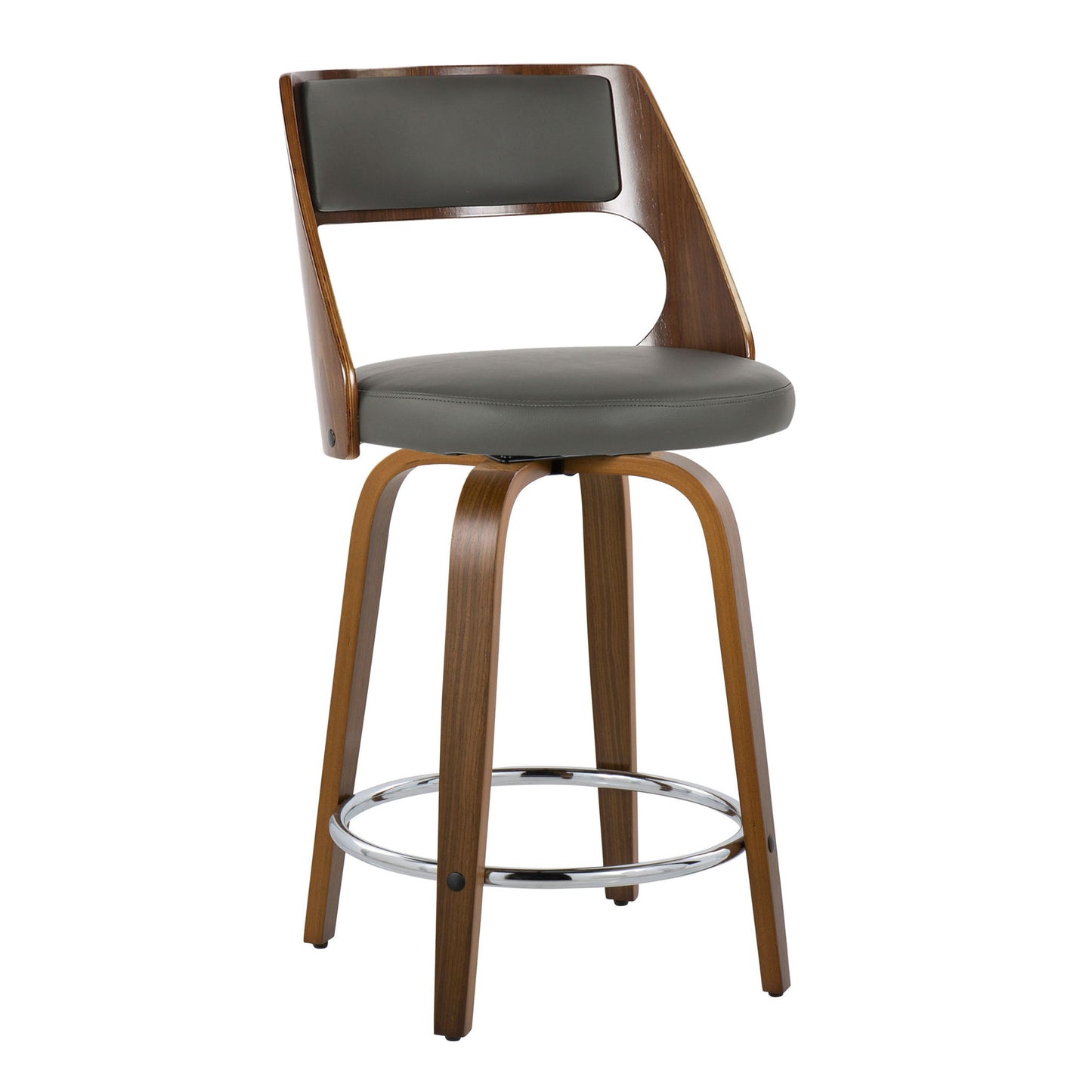 Cecina - Mid-Century Modern Fixed Height Counter Stool With Swivel And Round Footrest (Set of 2) Lumi Source