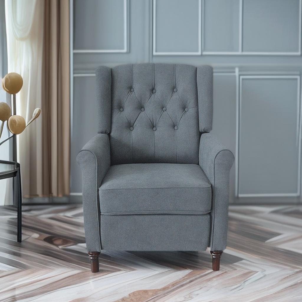 New Design Classic Waterproof Fabric Living Room Pull Button Sofa, High Back Manual Recliner Chair Cinema Home Theatre Cozy Recliner Sofa - Dark Gray Home Essentials