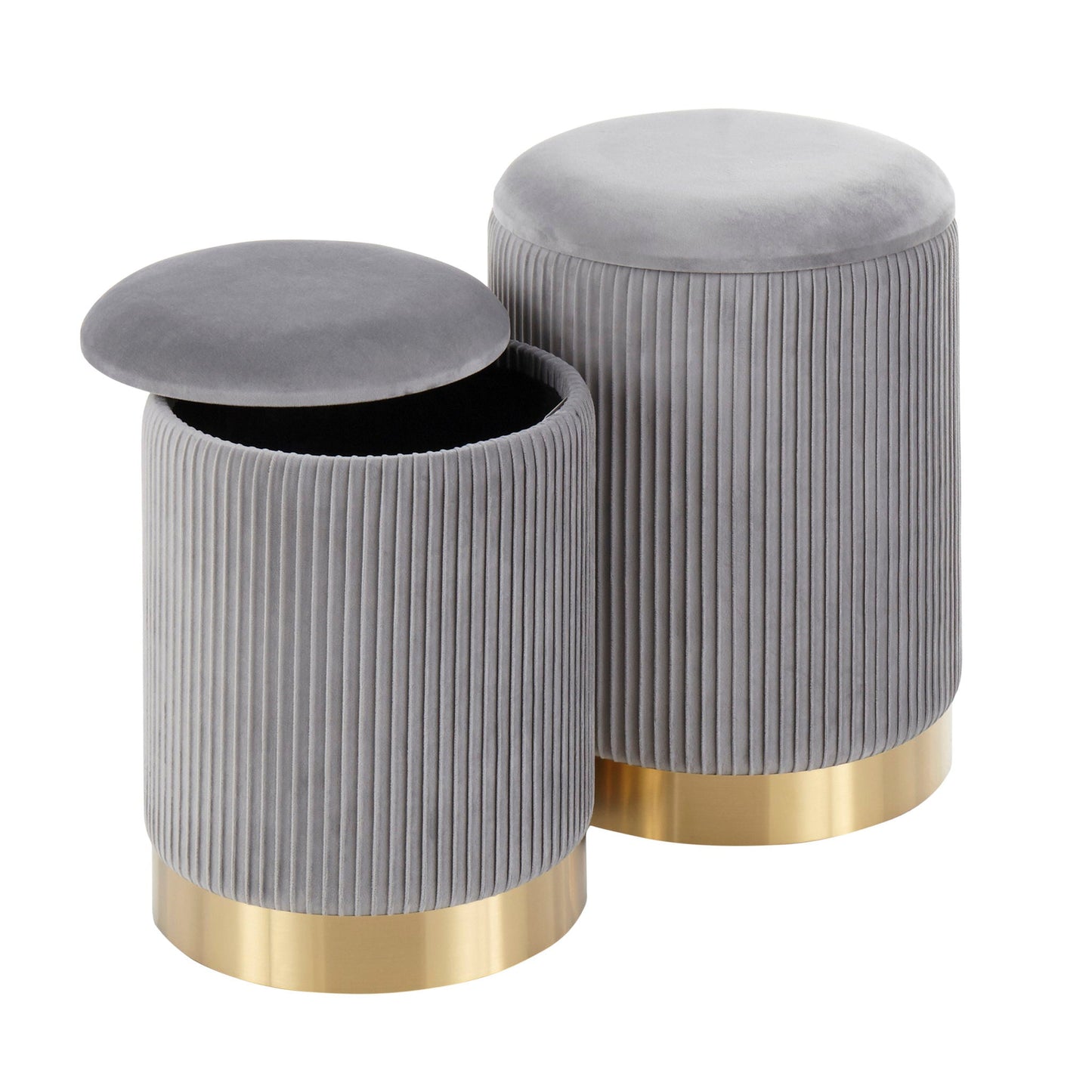 Marla - Contemporary Nesting Pleated Ottoman Set Lumi Source