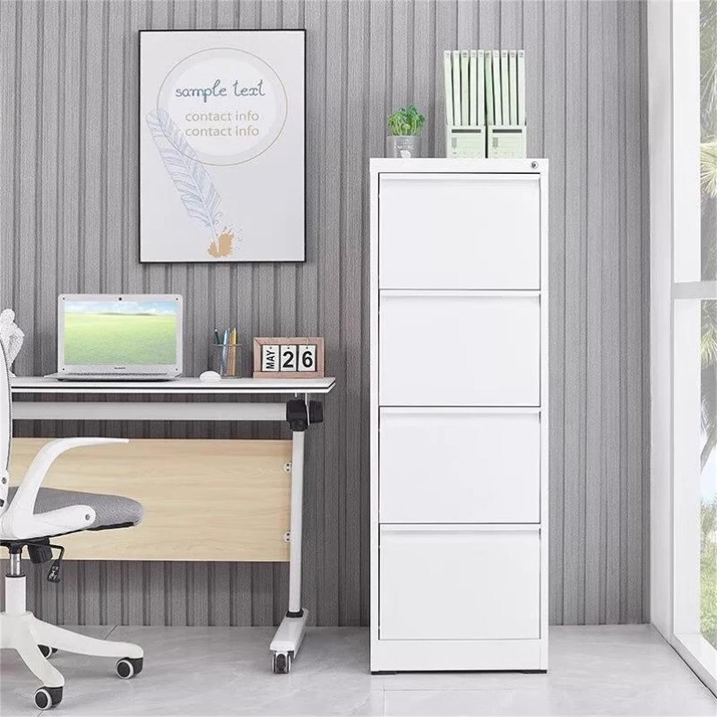 Durable Metal 3 Drawer File Cabinet With Lock For Office Storage Home Essentials