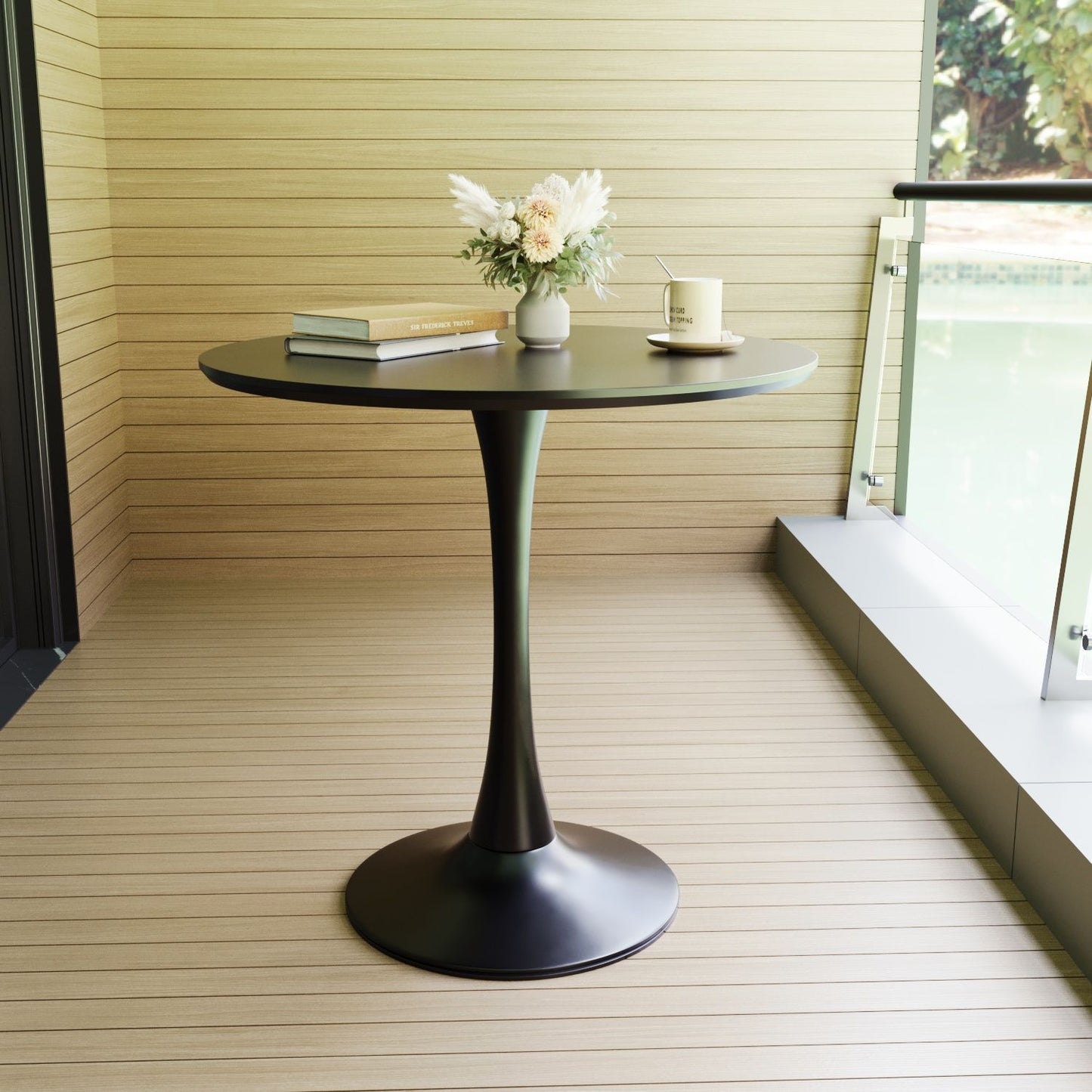 Mid-Century Round Dining Table With Pedestal Base For 2 - 4 People Home Essentials