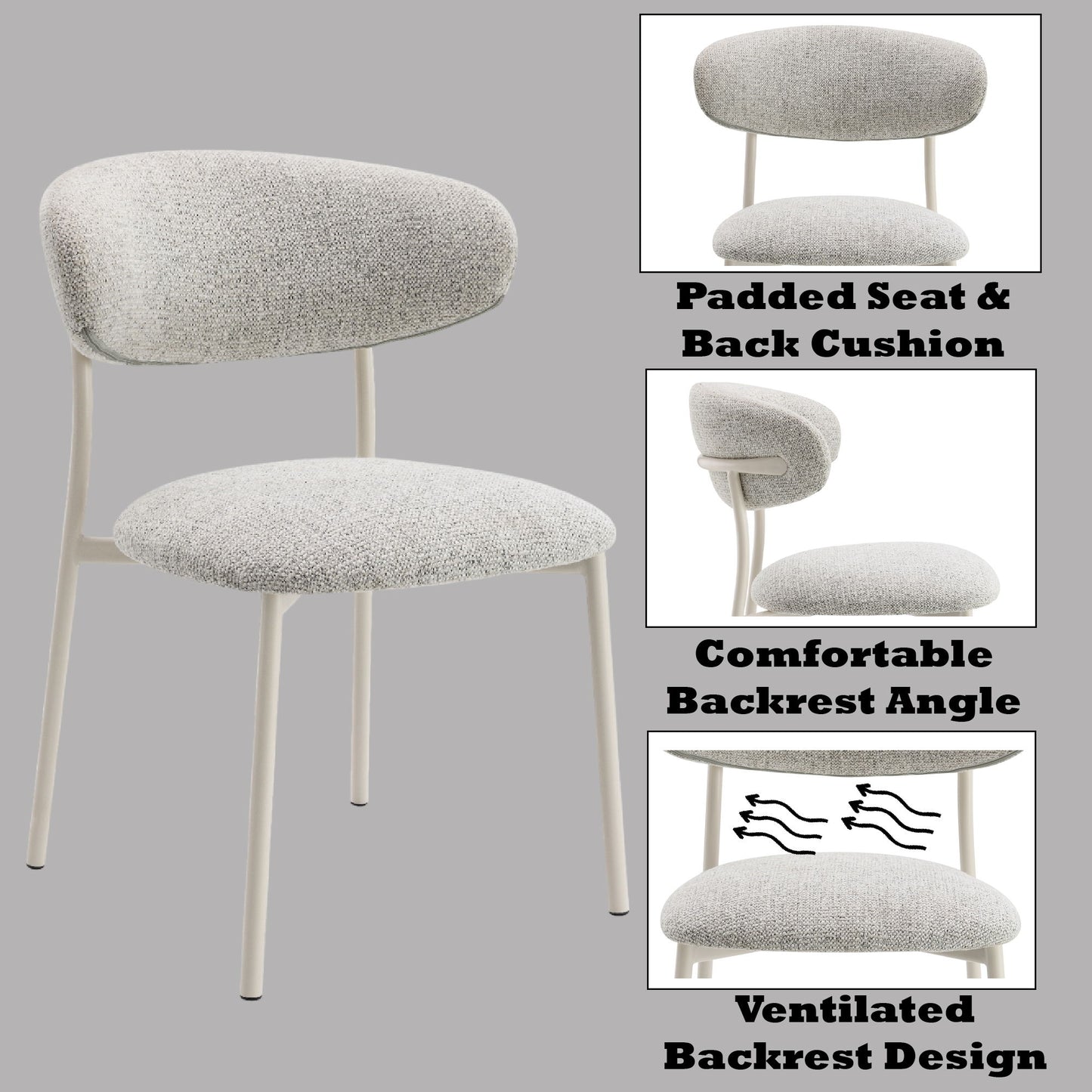 Kalam - Fabric Side Chair (Set of 2) - Light Gray Acme