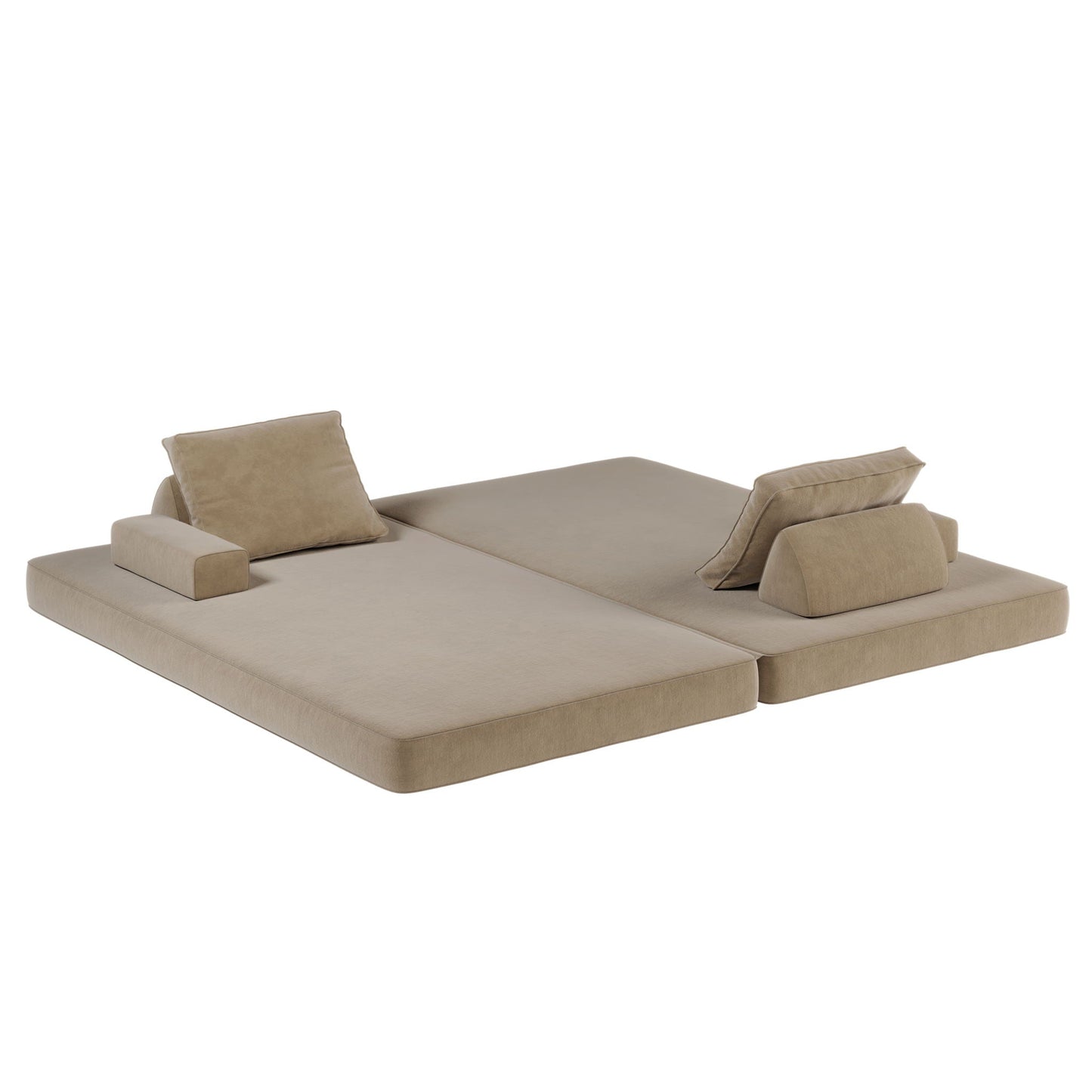 Multifunctional Convertible Sofa Bed With 2 Tumbler Backrests And 2 Pillows, Deep Seat Couch Home Essentials