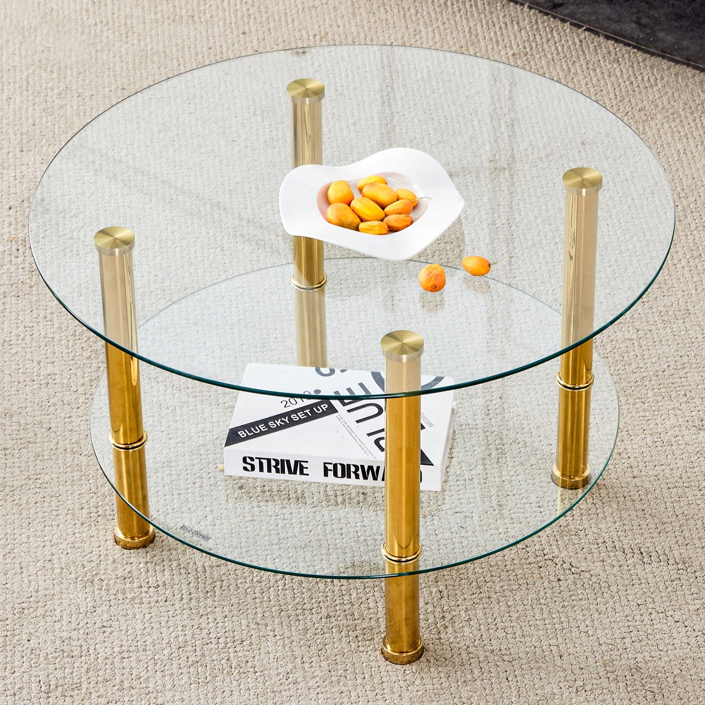 Contemporary Minimalist Double Layer Tempered Glass Coffee Table Home Essentials