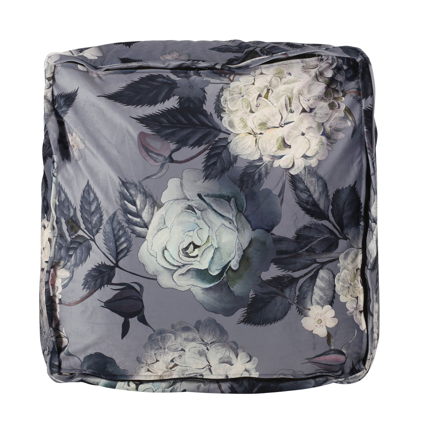 Hazel - Large Square Pouf With Flower Print Home Essentials