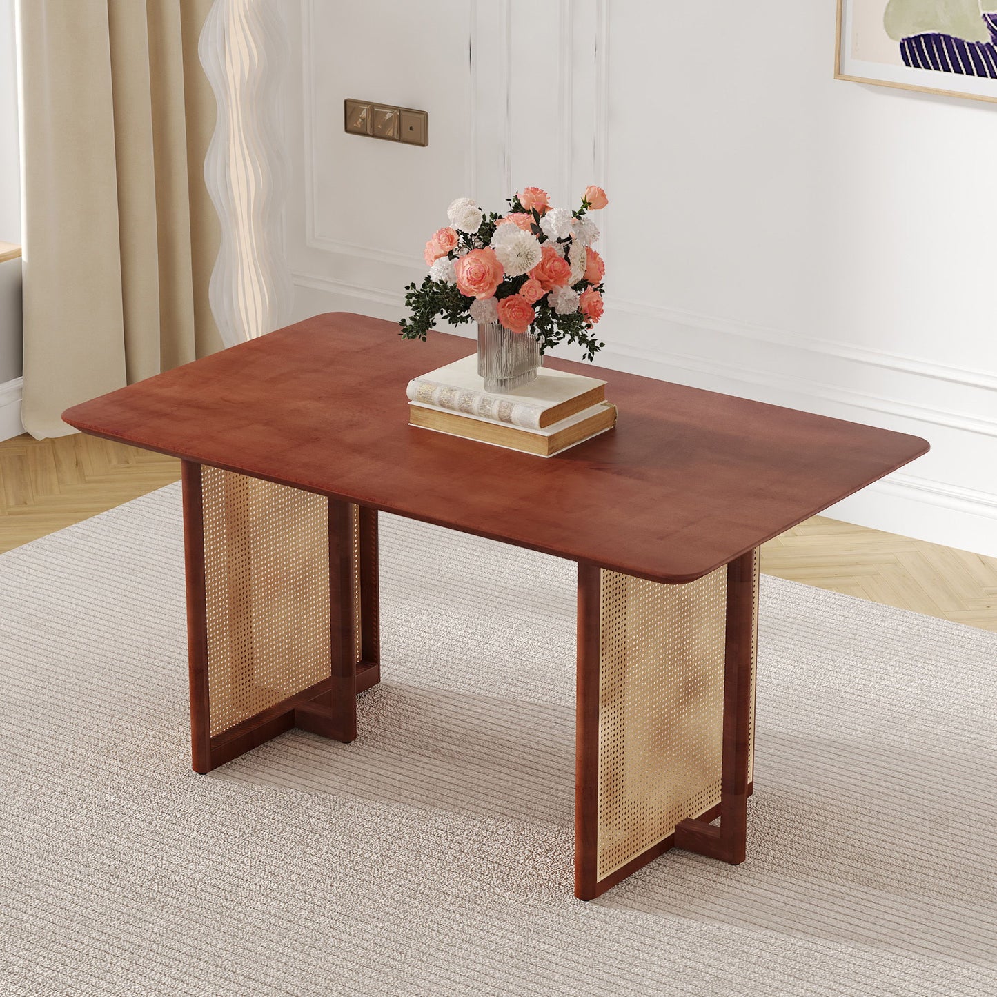 Dining Table With Imitation Rattan Design For Dining Room Home Essentials