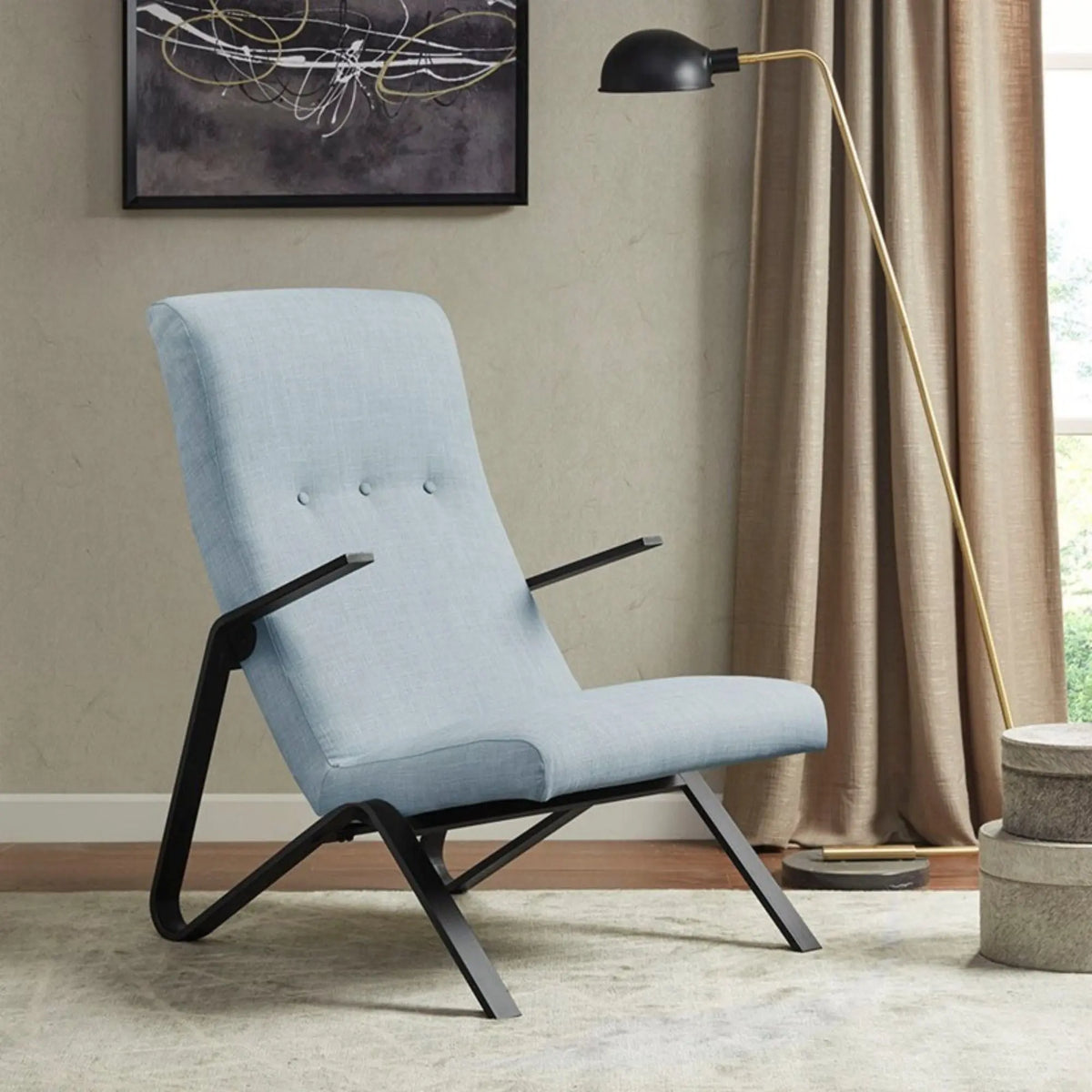 Manhattan - Accent Chair With High Back Support - Light Blue JLA
