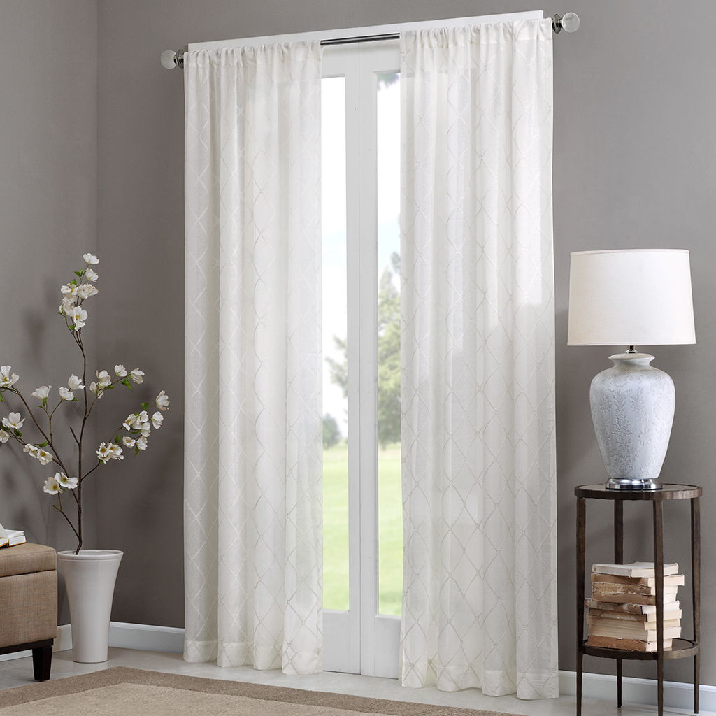 Irina - Diamond Sheer Window Curtain - White Madison Park