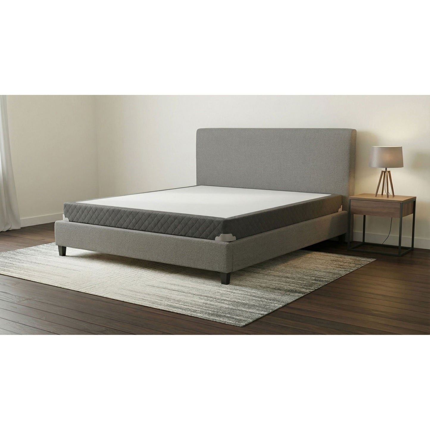 Low Profile Box Spring Foundation With Padded Slats And Breathable Design Furniture Max