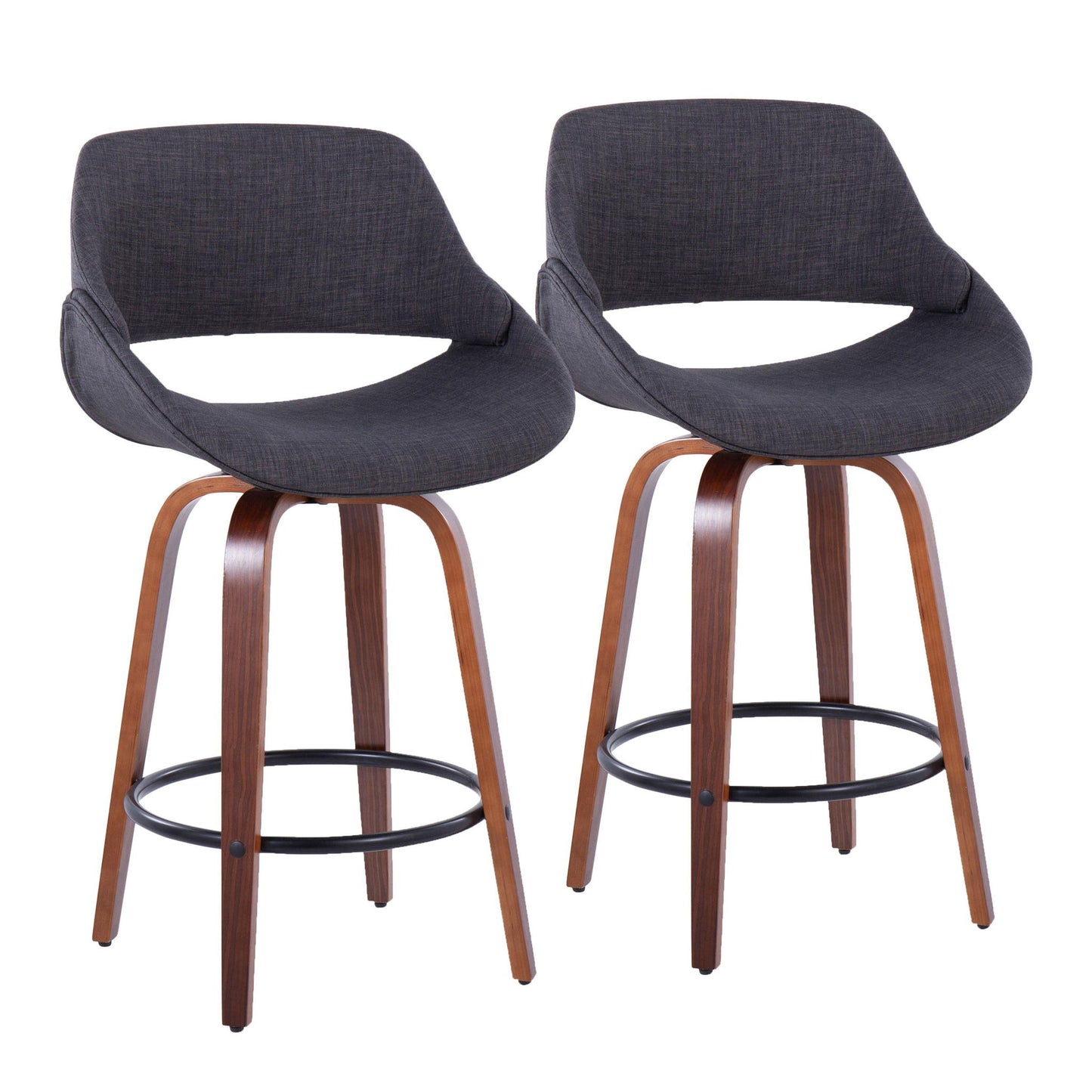 Fabrico - Mid Century Modern Fixed Height Counter Stool & Round Footrest (Set of 2) Lumi Source