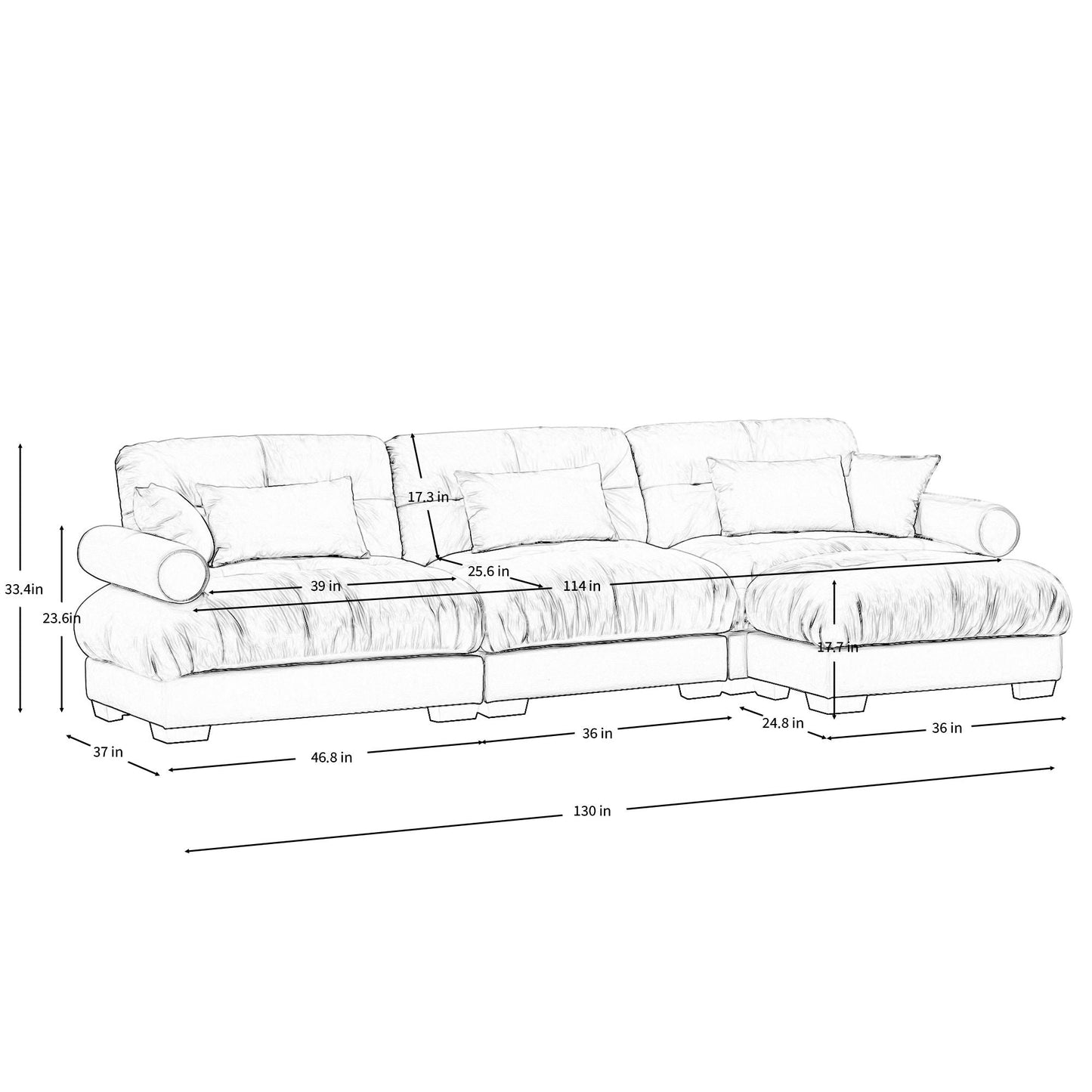 Super Comfort Oversized Modular Sectional Sofa With Movable Ottoman - Snoozhouse