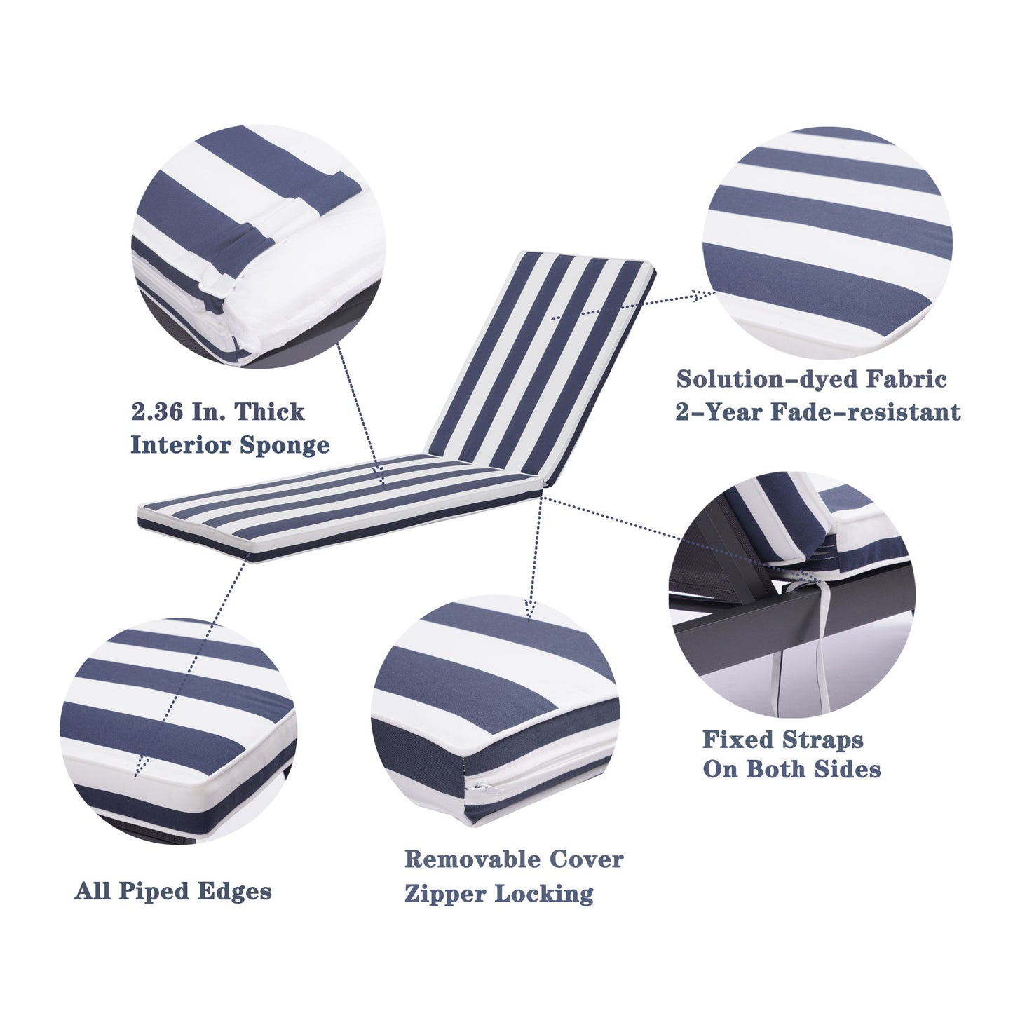 Outdoor Lounge Chair Cushion Replacement Patio Funiture Seat Cushion Chaise Lounge Cushion Home Essentials