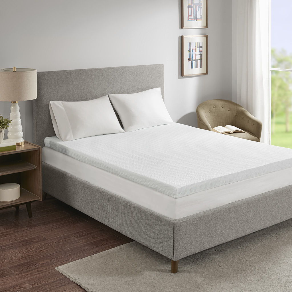 Twin Gel Memory Foam Cover Mattress Topper With 3M Moisture Management - White Sleep Philosophy