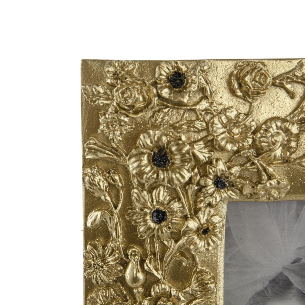 Vintage Photo Frame With Flower Design - Gold / Black Daily Nest