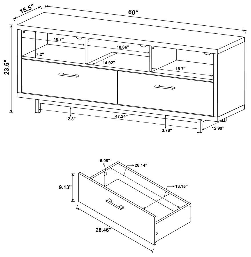Casey - 2-Drawer Engineered Wood 60" TV Stand CoasterEssence
