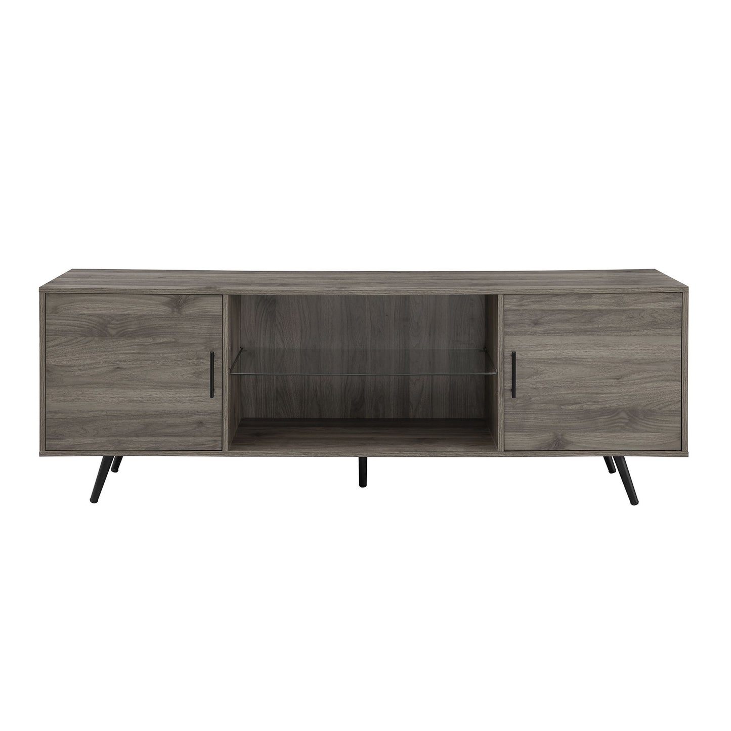 Mid-Century Modern 2 Door TV Stand With Glass Shelf Walker Edison