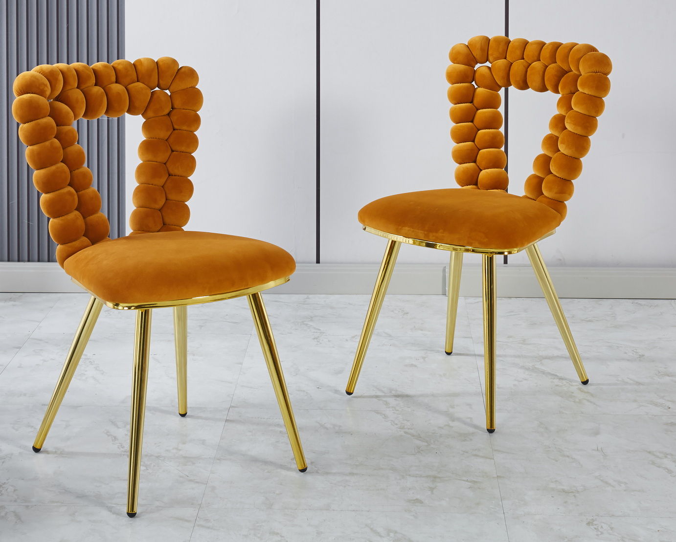 Modern Chair With Iron Tube Legs, Soft Cushions And Comfortable Backrest, Suitable For Dining Room, Living Room, Cafe, Hairball Back Home Essentials