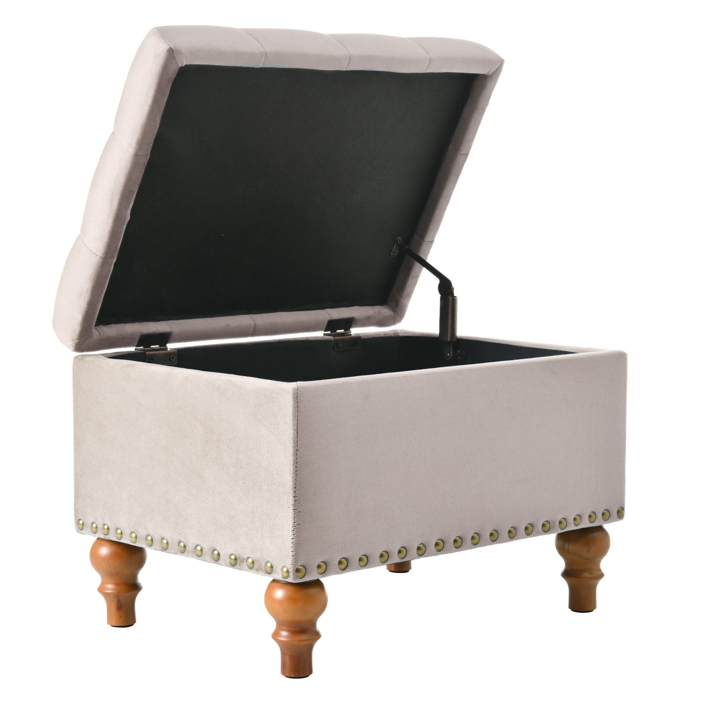 Upholstered Ottoman With Storage And Rivet Trim Home Essentials