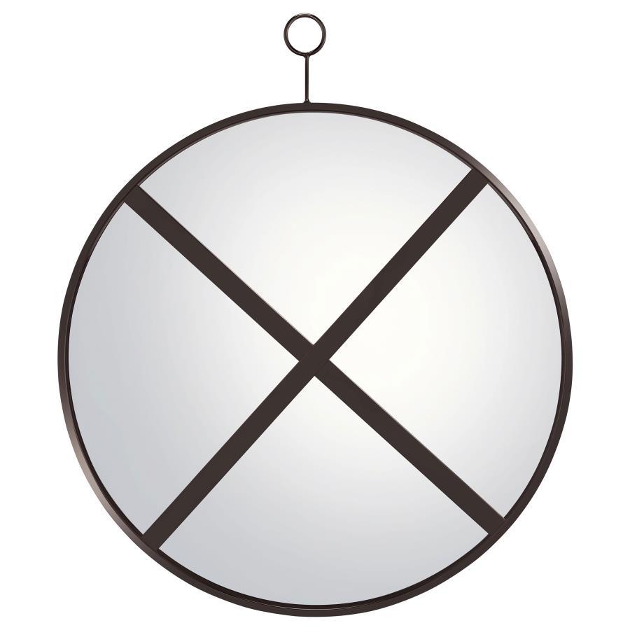 Gwyneth - Round Wall Mirror - Black Nickel CoasterEveryday