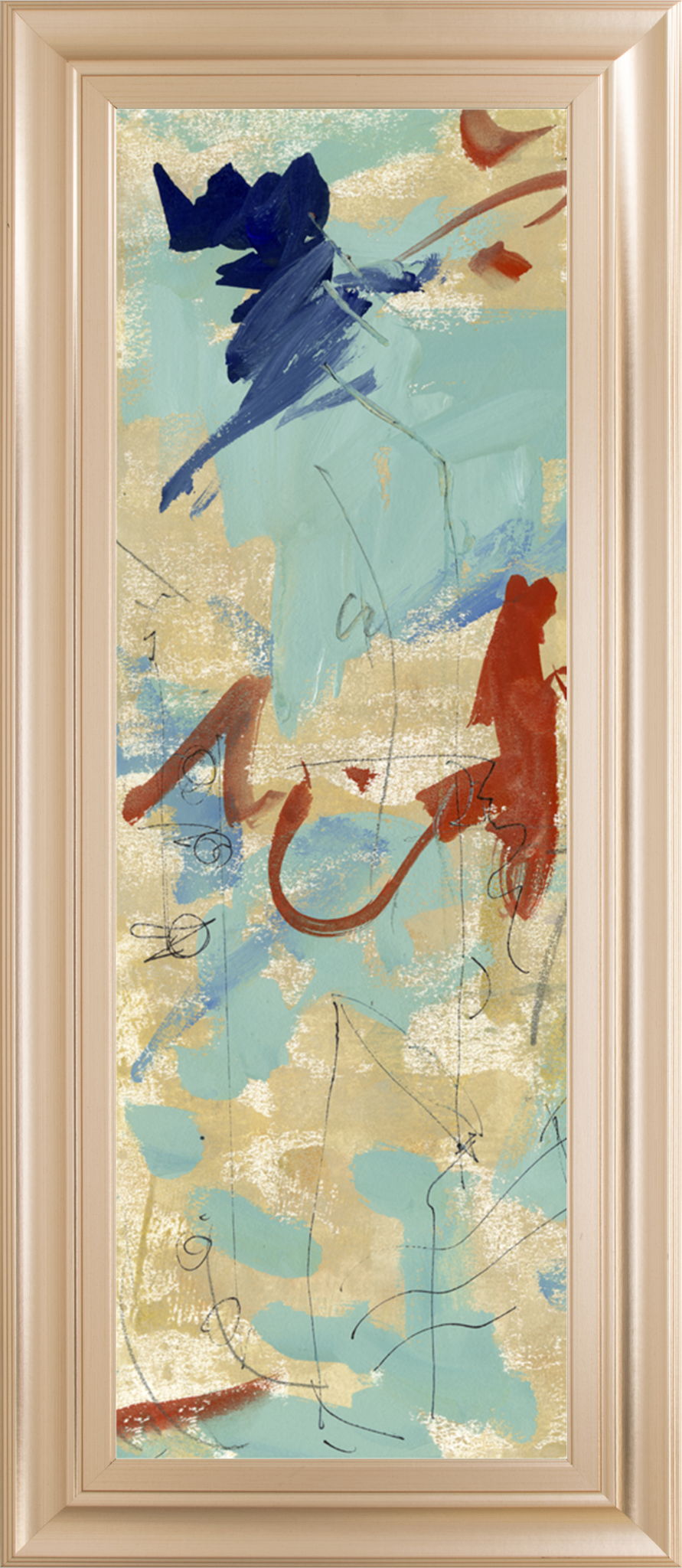 Composition 4b By Melissa Wang - Framed Print Wall Art - Blue Classy Art