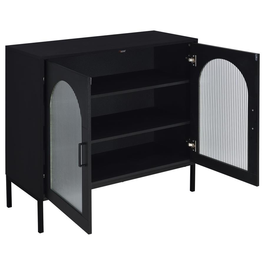 Jess - 2-Door Arched Fluted Glass Accent Cabinet - Black Coaster Fine Furniture