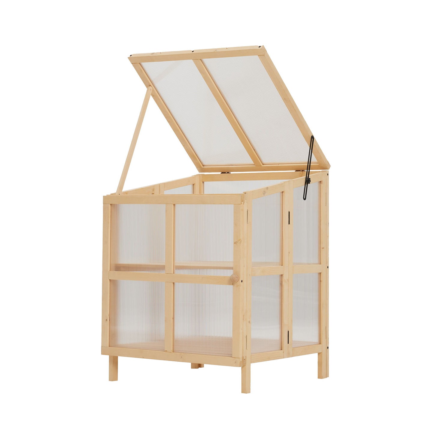 2 Tier Foldable Cold Frame Greenhouse, Portable Wooden Greenhouse Garden Cold Frame Raised Planter Box With Shelves - Natural Wood Daily Nest