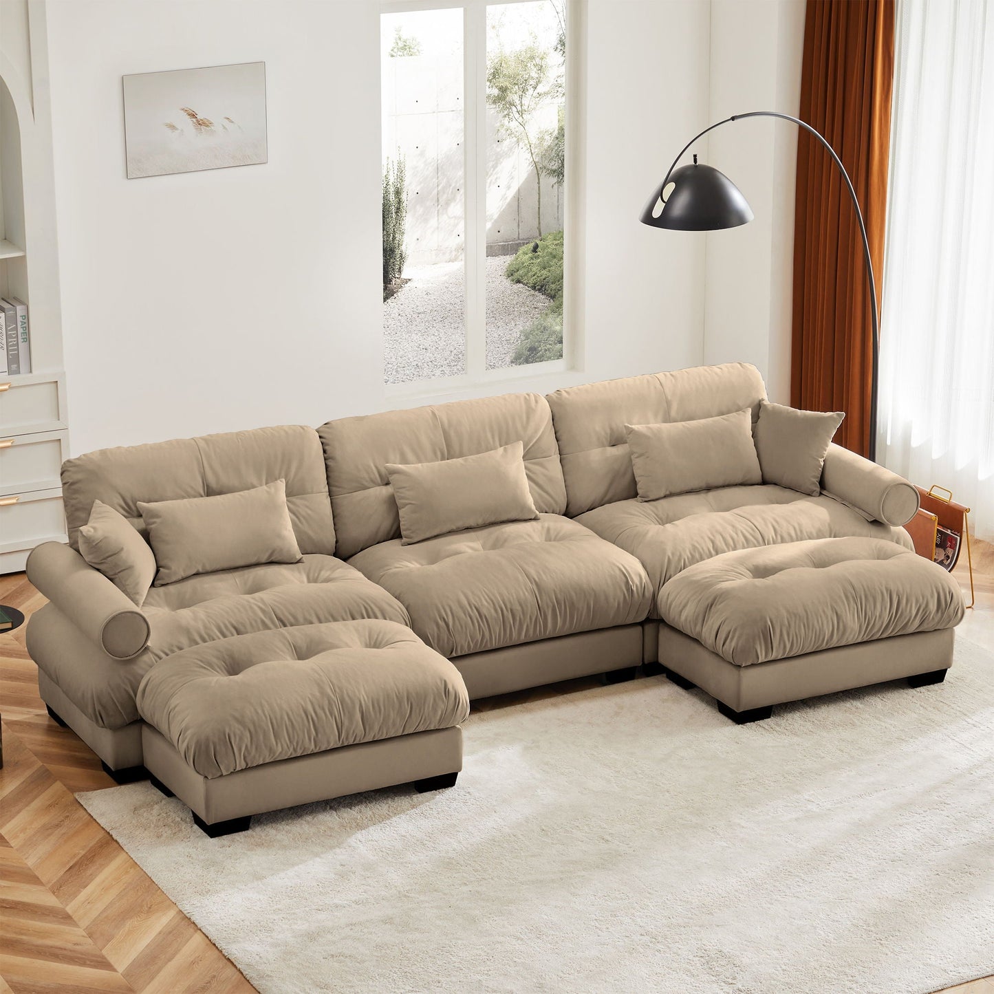 Super Comfort Oversized Modular Sectional Sofa With Movable Ottoman - Snoozhouse