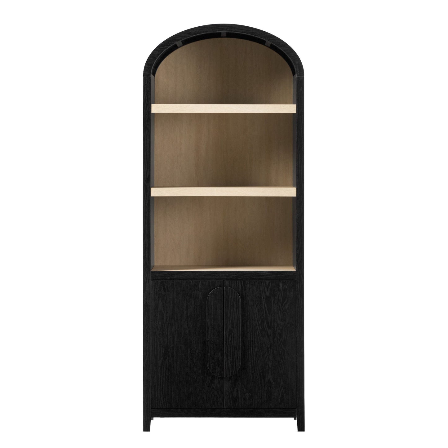 Modern 3 Shelf Open Arched Bookcase Cabinet Walker Edison