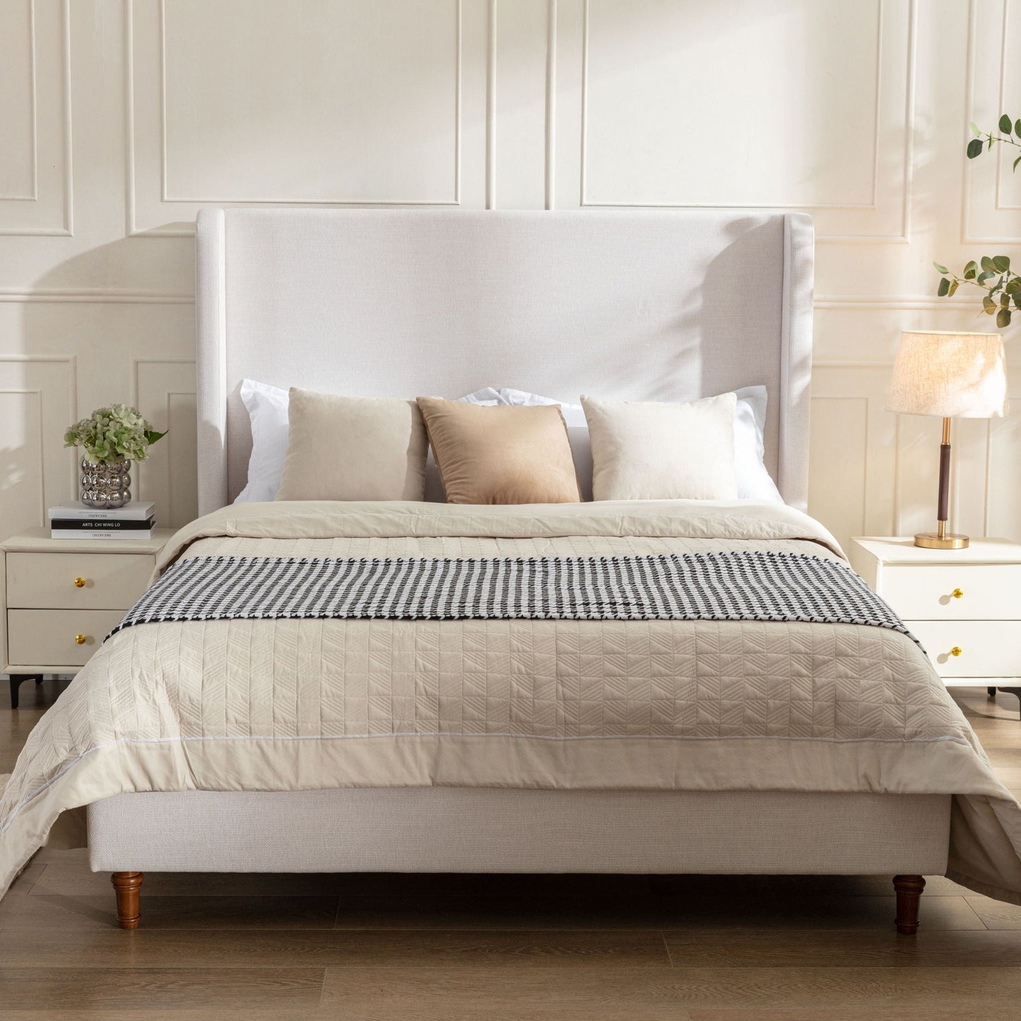 Hayden - Upholstered Wingback Bed With Tall Headboard House & Home Furniture