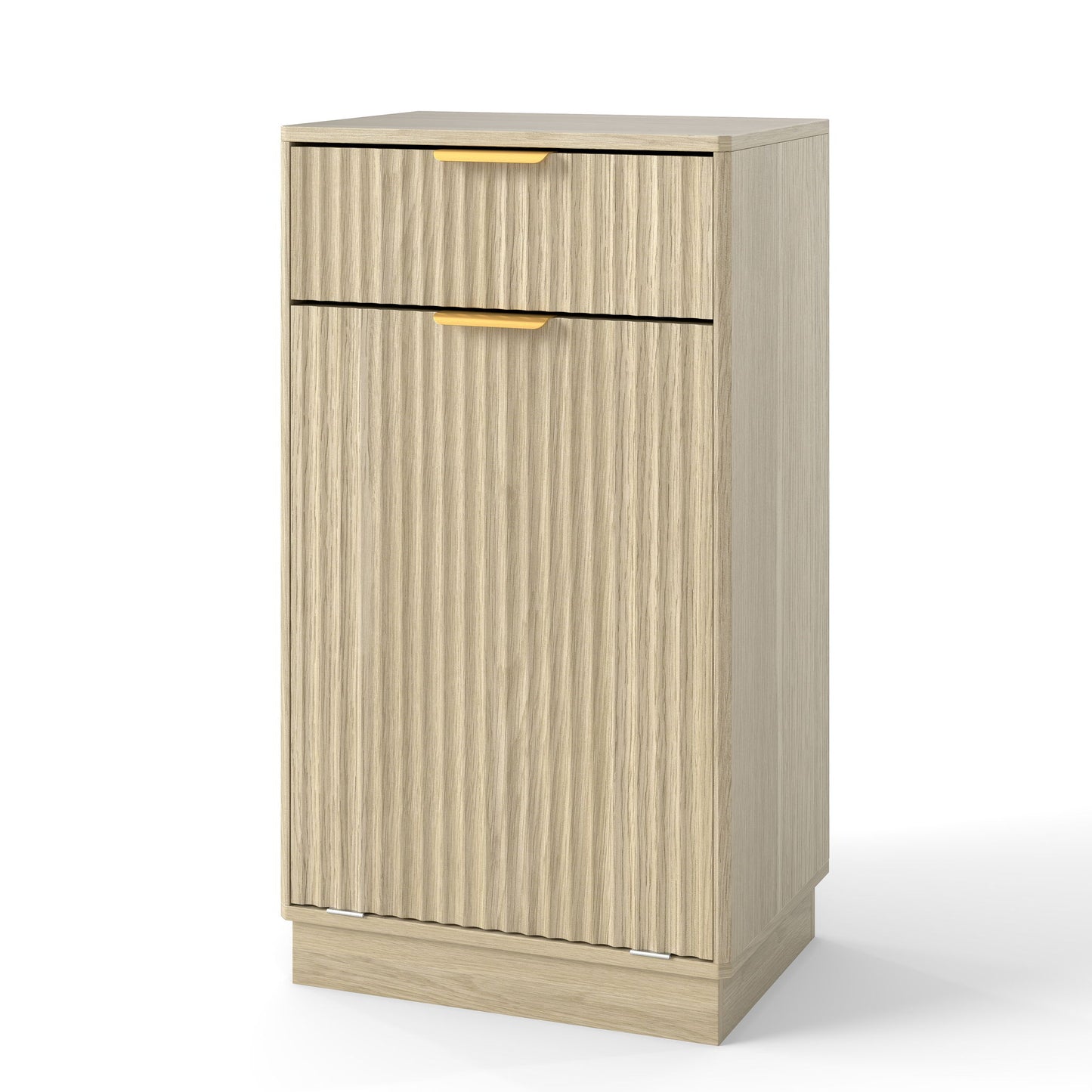 Tilt Out Trash Can Cabinet With Wave Textured Drawer & Pull Out Bin Home Essentials
