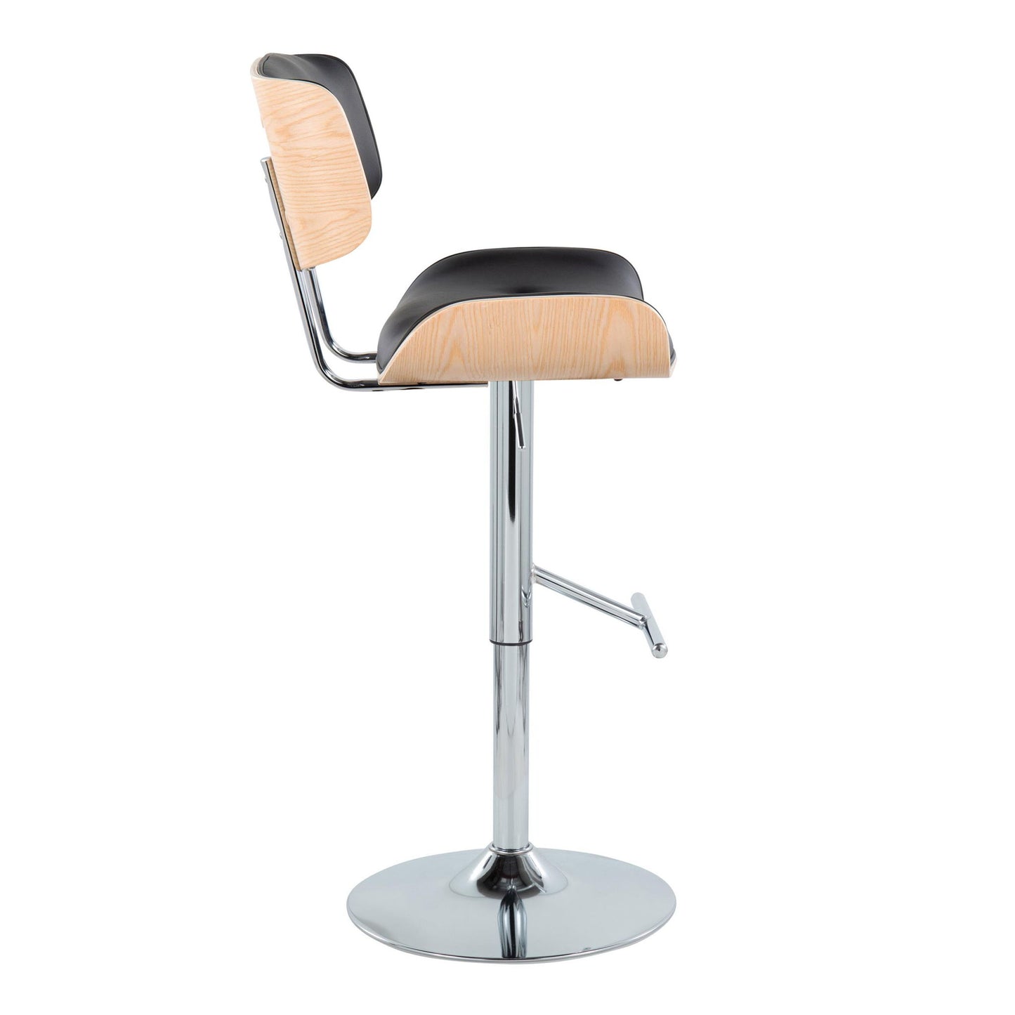 Lombardi - Contemporary Adjustable Barstool With Swivel With Straight T Footrest (Set of 2) Lumi Source