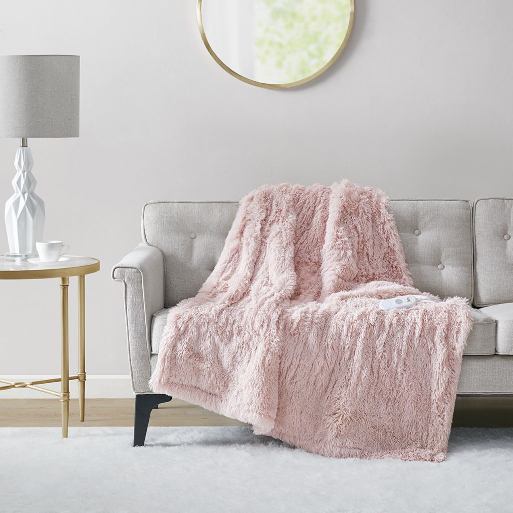 Malea - Shaggy Heated Throw - Blush Serta