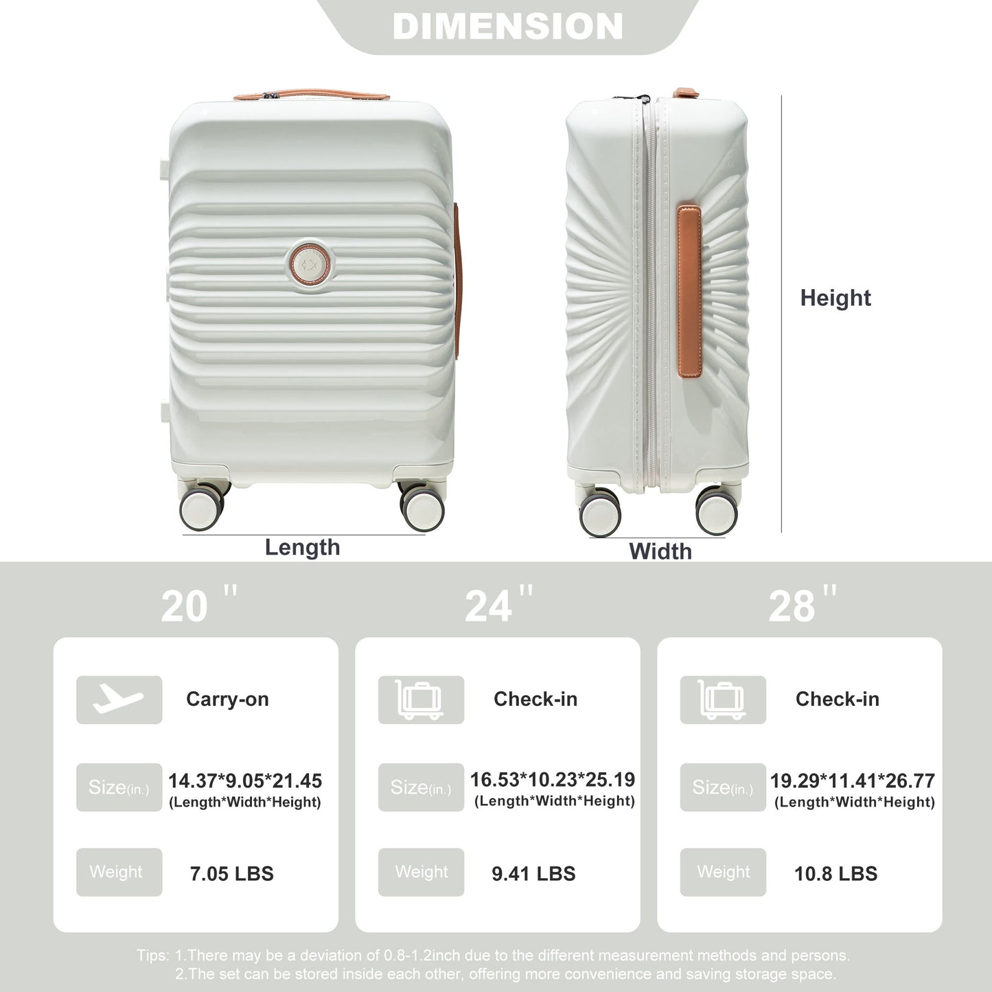 24" Luggage Lightweight Suitcase Tsa Lock USB Port Luggage Wheel Daily Nest