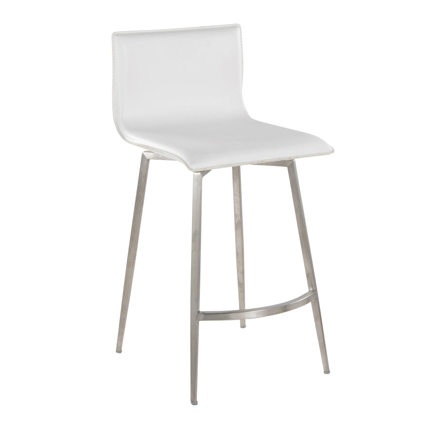 Mara - Upholstered Contemporary Fixed Height Counter Stool With Swivel (Set of 2) - White Lumi Source