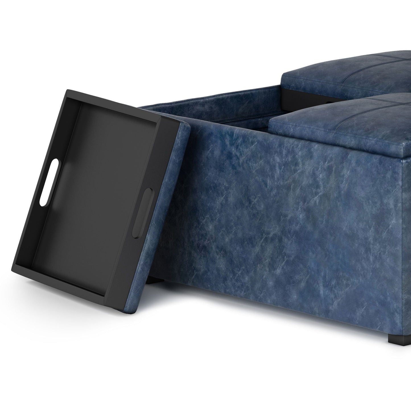 Avalon - Square Coffee Table, Storage Ottoman Simpli-Home