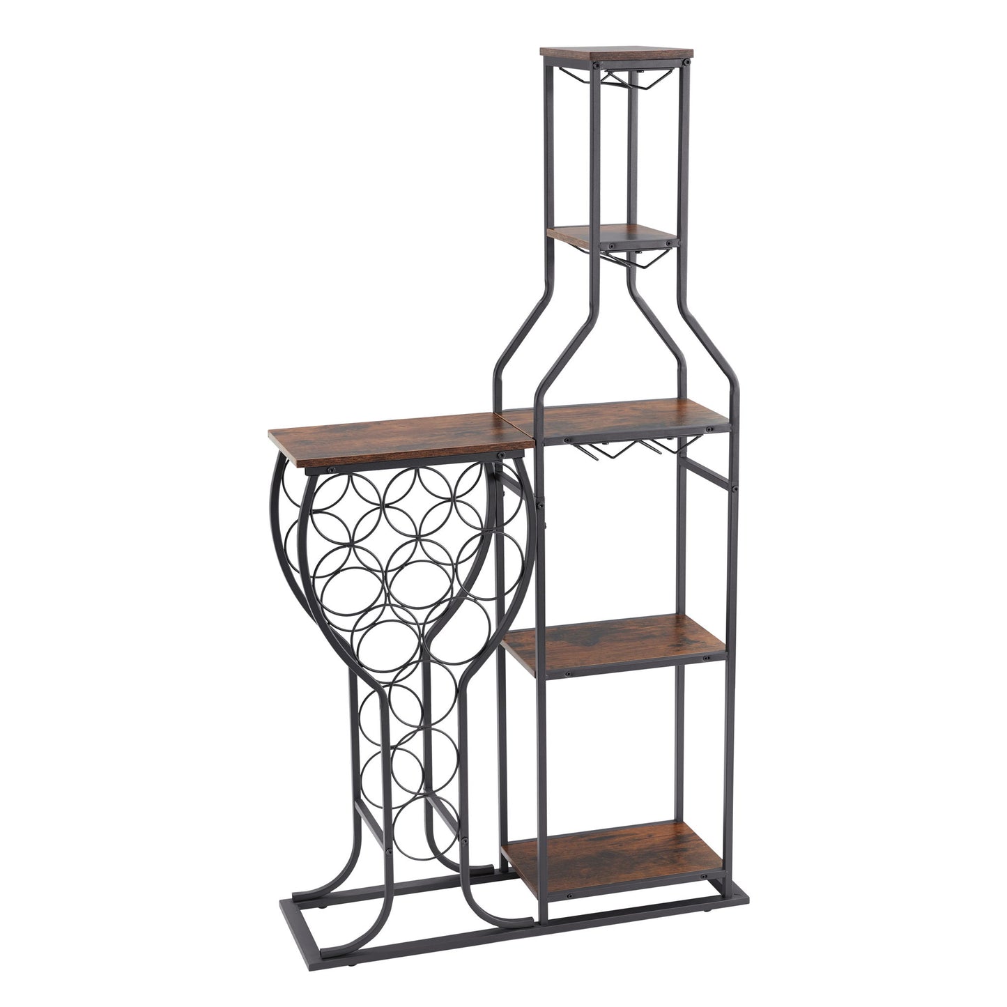 11 Bottle Wine Bakers Rack, 5 Tier Freestanding Wine Rack With Hanging Wine Glass Holder And Storage Shelves, Wine Storage Home Bar For Liquor And Wine Storage for Kitchen, Dining Room Home Essentials