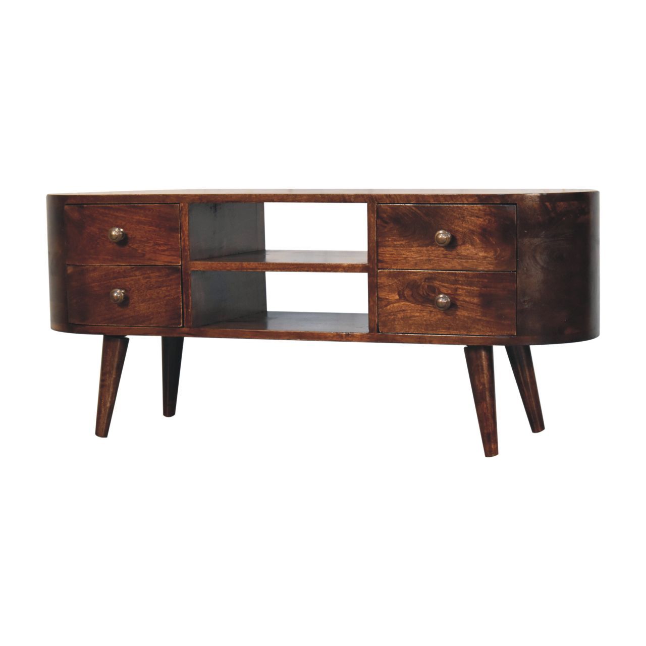 Solid Wood Rounded Entertainment Unit Artisan Furniture