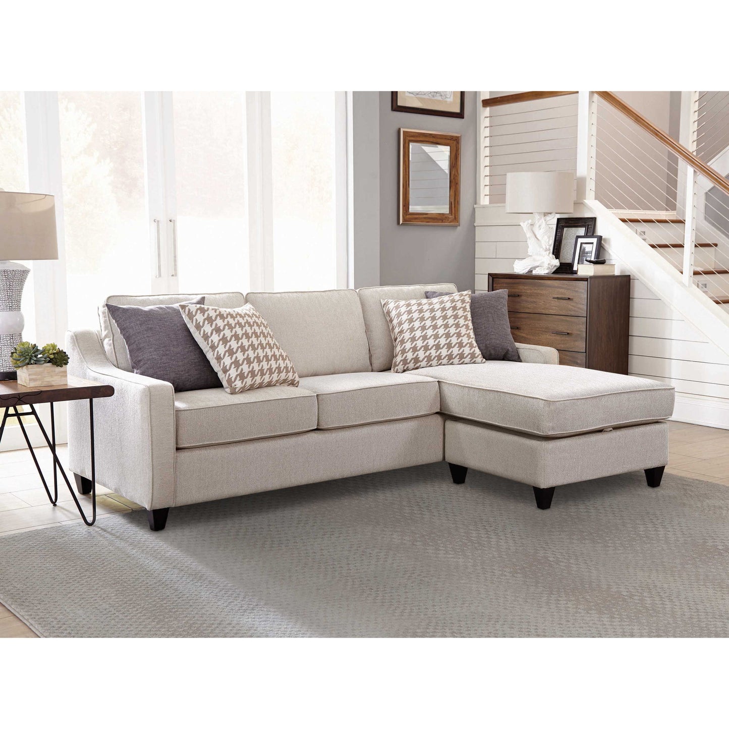 Isla - L-Shaped Sectional Sofa With Pillows - Beige Furniture Max