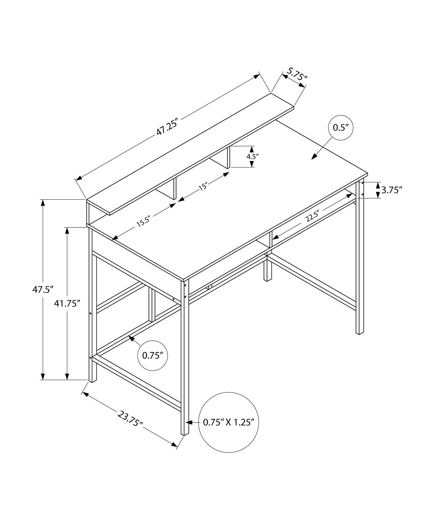 Computer Desk For Home Office, Standing, Storage Shelves, Laptop, Contemporary & Modern 8th Street