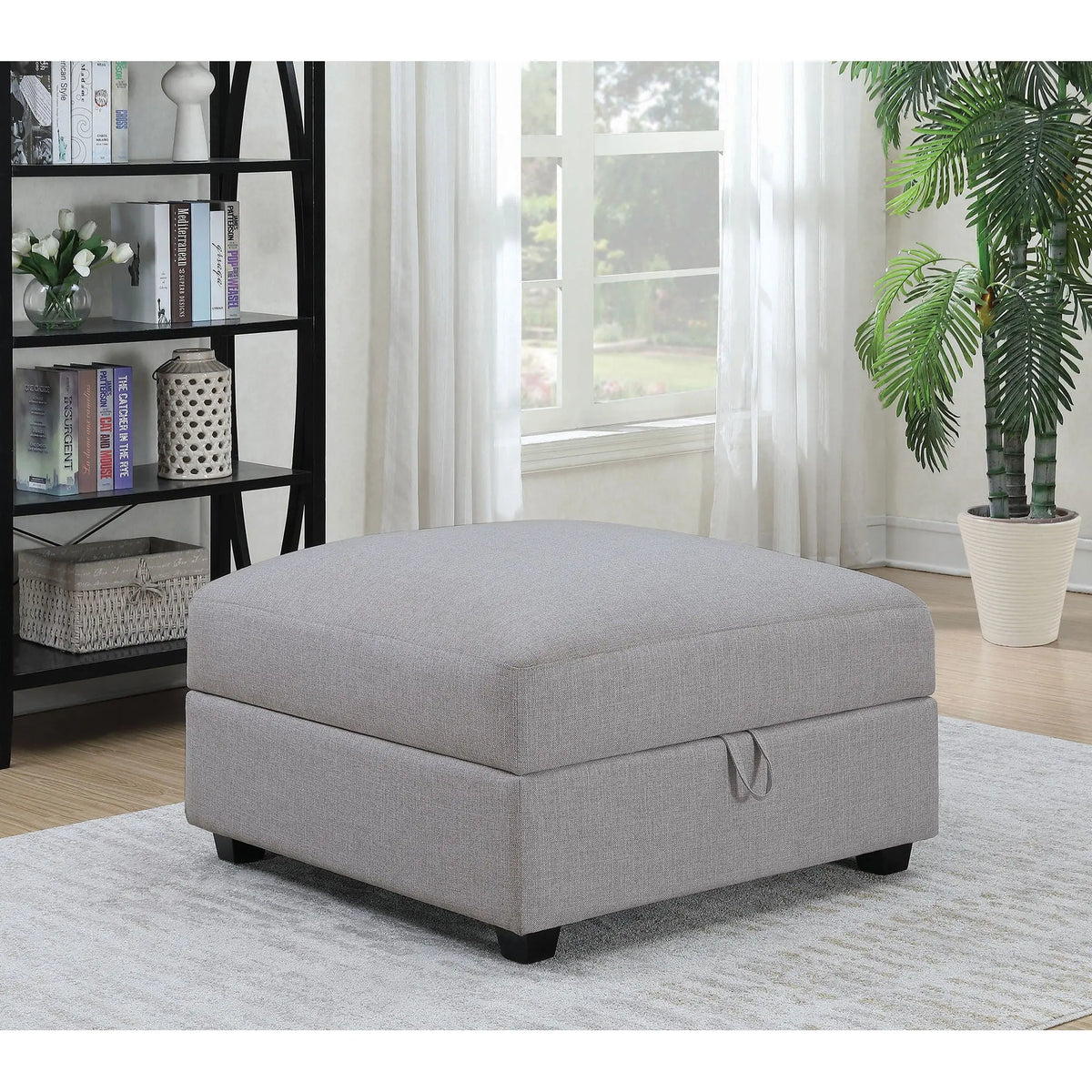Austin - Square Upholstered Ottoman - Gray Furniture Max
