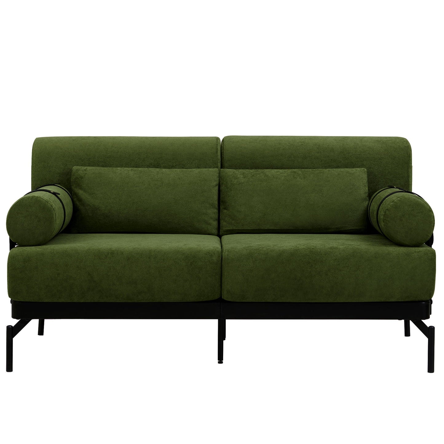 Modern Loveseat Sofa 2 Seater With USB Ports, Cylindrical Armrests Hearth and Haven