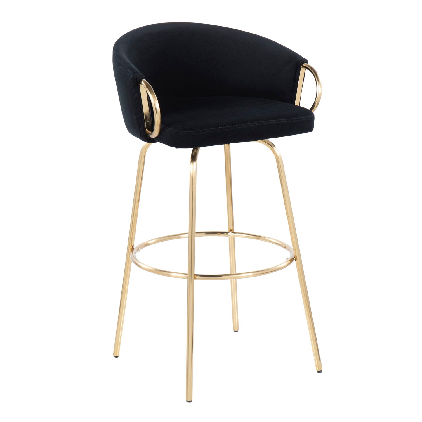 Claire - Contemporary / Glam Fixed Height Bar Stool (Set of 2) Round Footrest (Set of 2) Lumi Source