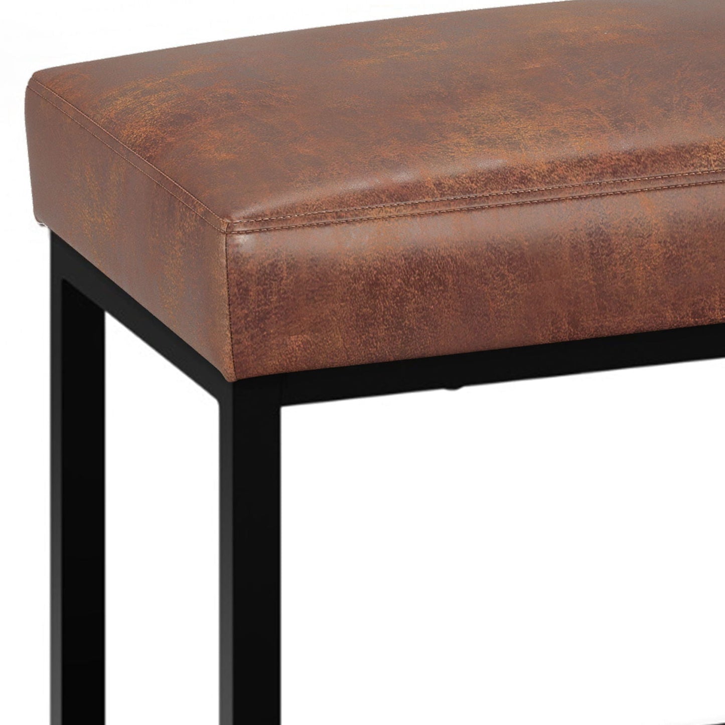 Reynolds - Ottoman Bench - Distressed Saddle Brown Simpli-Home