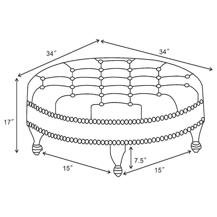 Elchin - Round Upholstered Tufted Ottoman - Oatmeal CoasterEssence