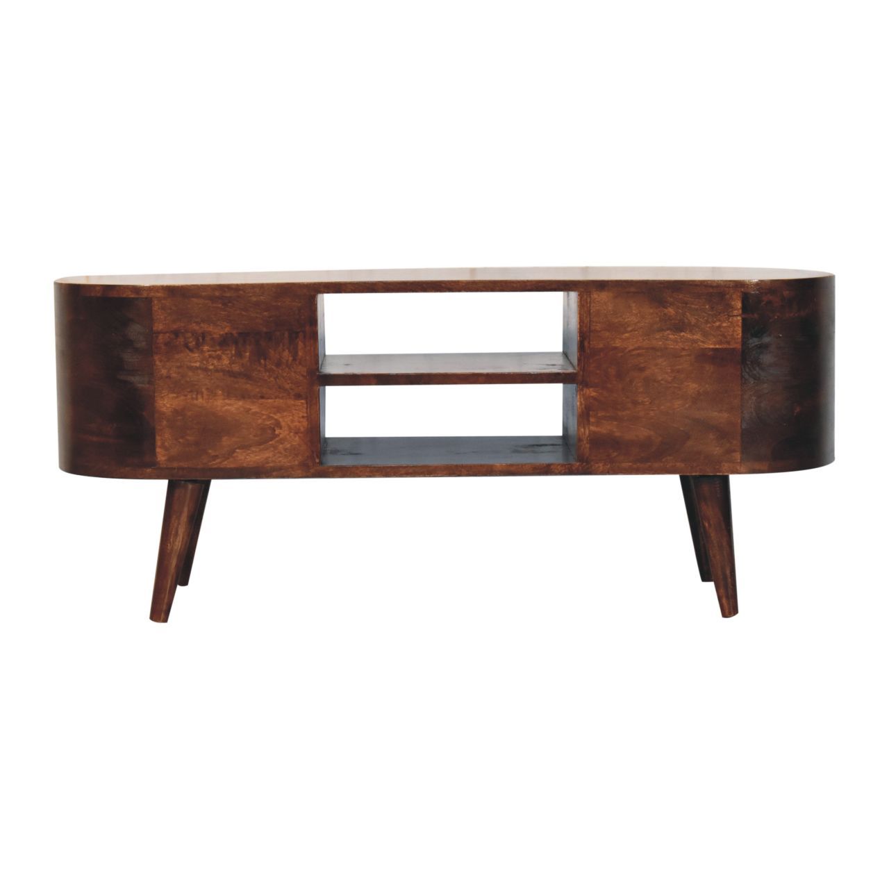 Solid Wood Rounded Entertainment Unit Artisan Furniture
