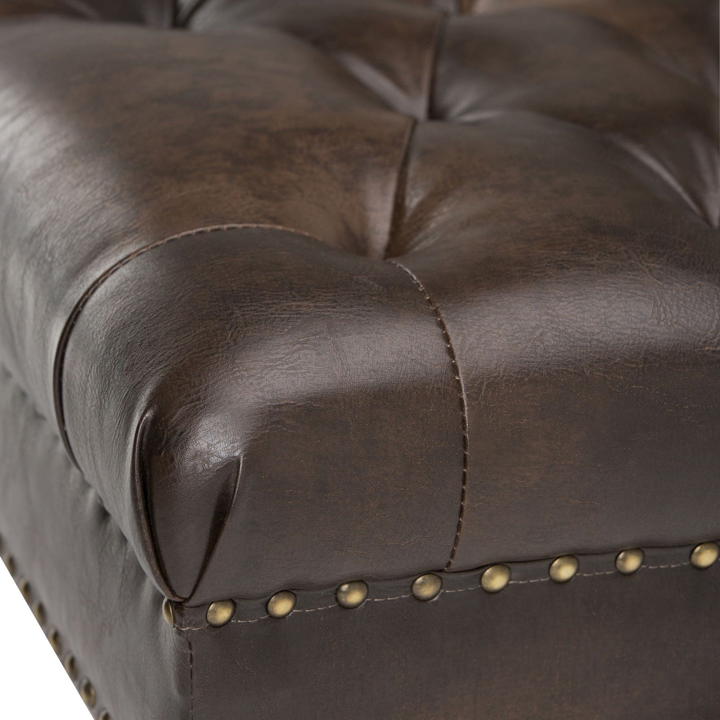 Henley - Tufted Ottoman Bench - Distressed Brown Simpli-Home
