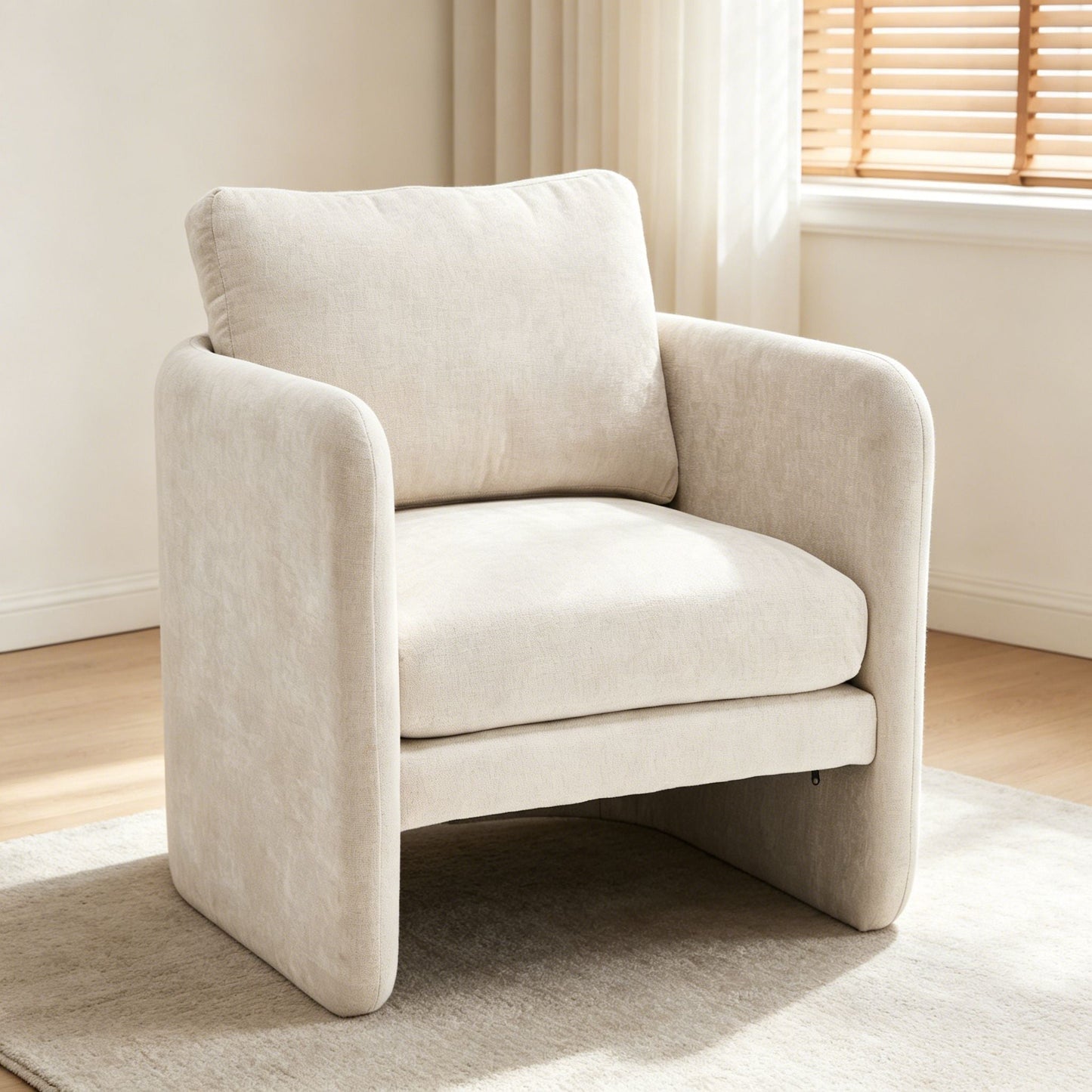 Armchair With Low Profile Curved Frame - Beige Home Essentials